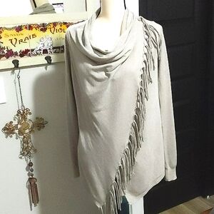FINAL MARKDOWN Tea n Rose cozy poncho. Taupe color. Buttons at both shoulders.